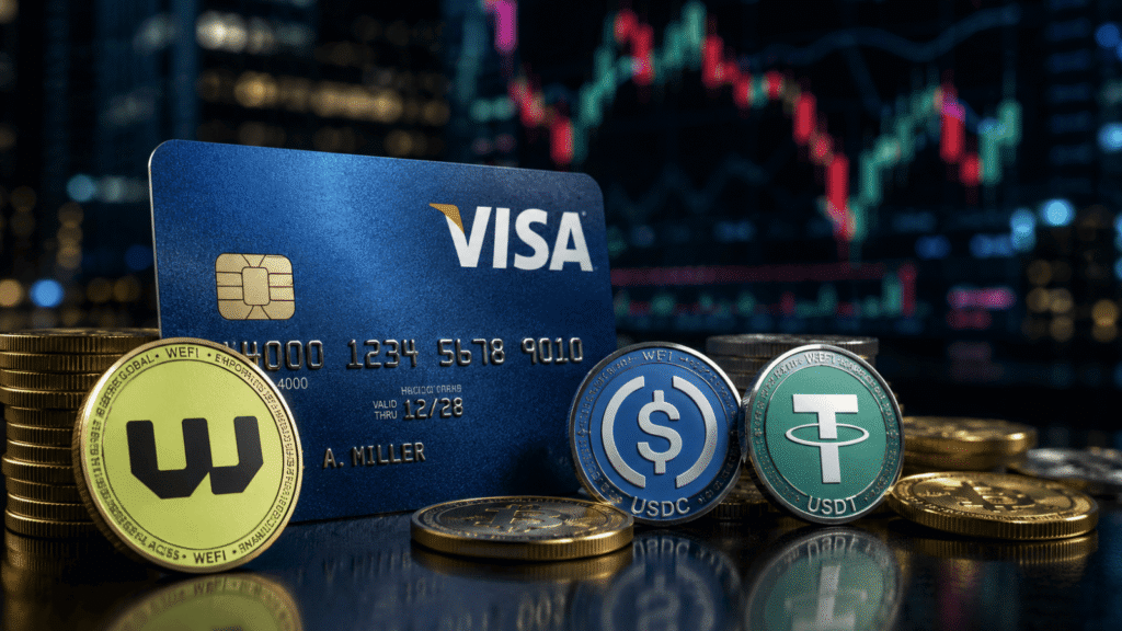 "Visa expands stablecoin push through onchain banking partnership with WeFi " "Visa expands stablecoin push through onchain banking partnership with WeFi "