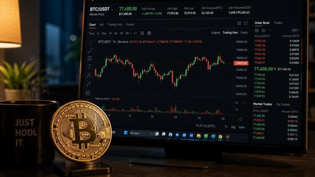 "BTC trades flat near USD 77.4K but derivatives positioning highlights different scenario " "BTC trades flat near USD 77.4K but derivatives positioning highlights different scenario "