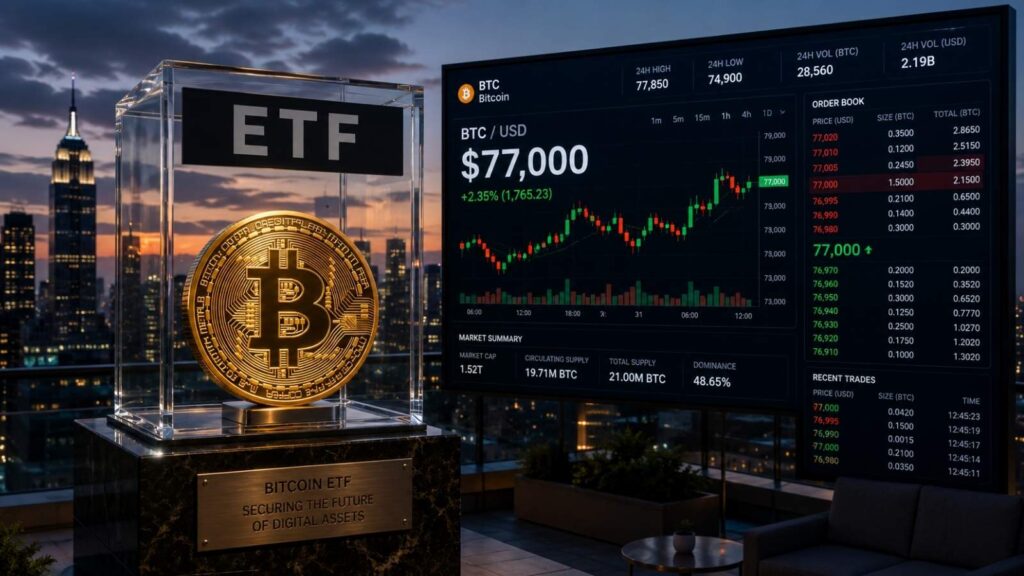 Bitcoin trades near USD 77K as volatility collapses and ETF flows weaken Bitcoin trades near USD 77K as volatility collapses and ETF flows weaken