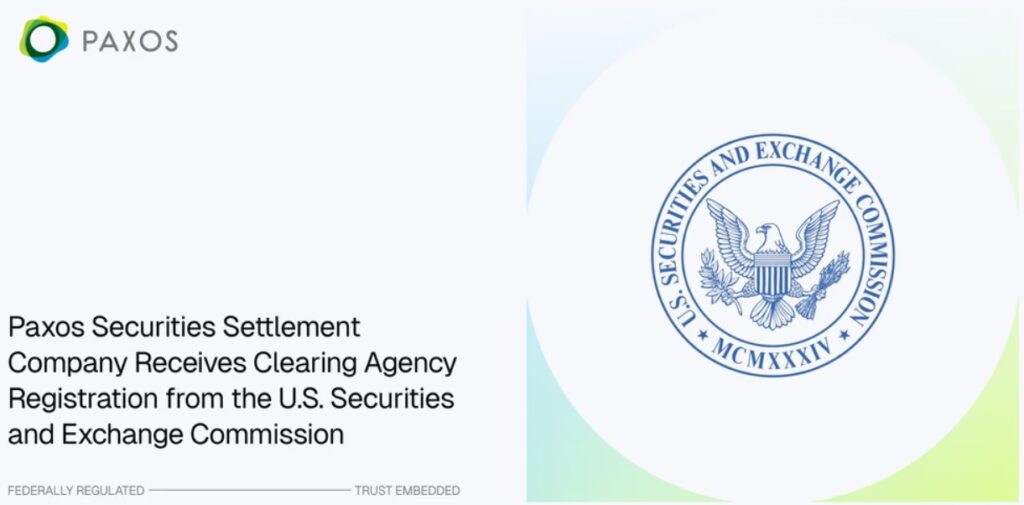 Paxos secures SEC registration as Clearing Agency - A First Paxos secures SEC registration as Clearing Agency - A First: Seven years of regulatory work just paid off. Paxos is now the only blockchain-native firm approved by the SEC to clear and settle securities as a central depository.