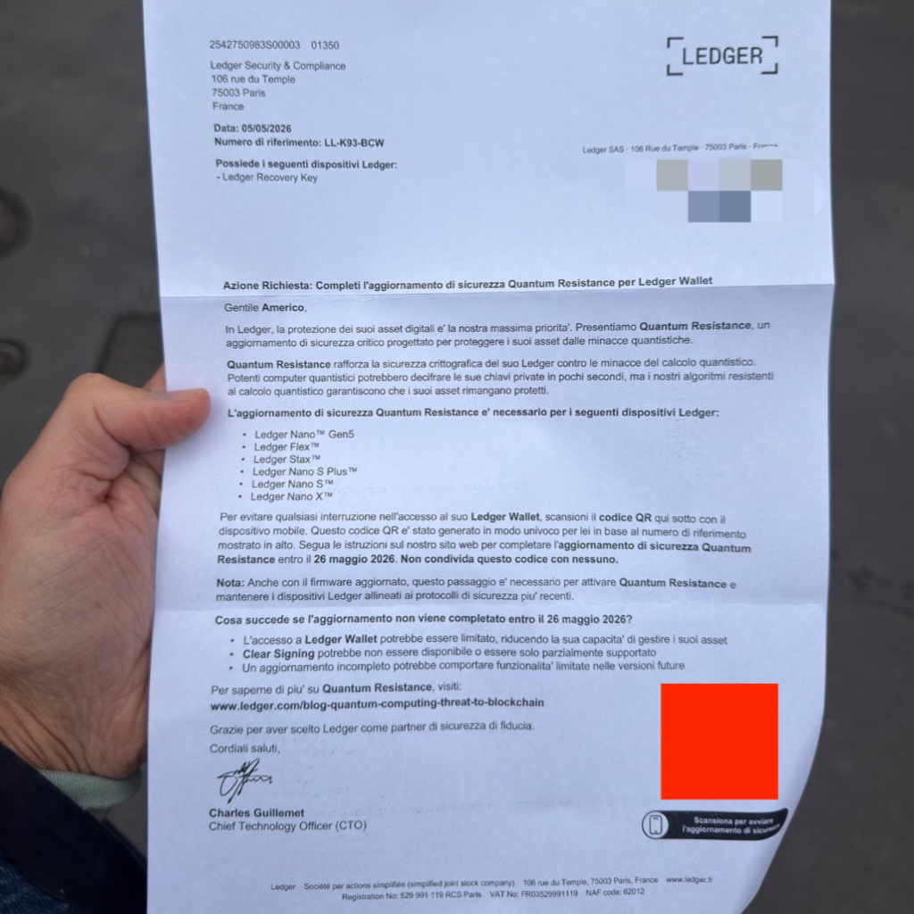 Ledger & Trezor warn of physical scam letters, impersonating quantum resistance update Ledger & Trezor warn of physical scam letters, impersonating quantum resistance update: Fraudulent postal mail, complete with QR codes, directs victims to phishing sites designed to harvest 24-word seed phrases.
