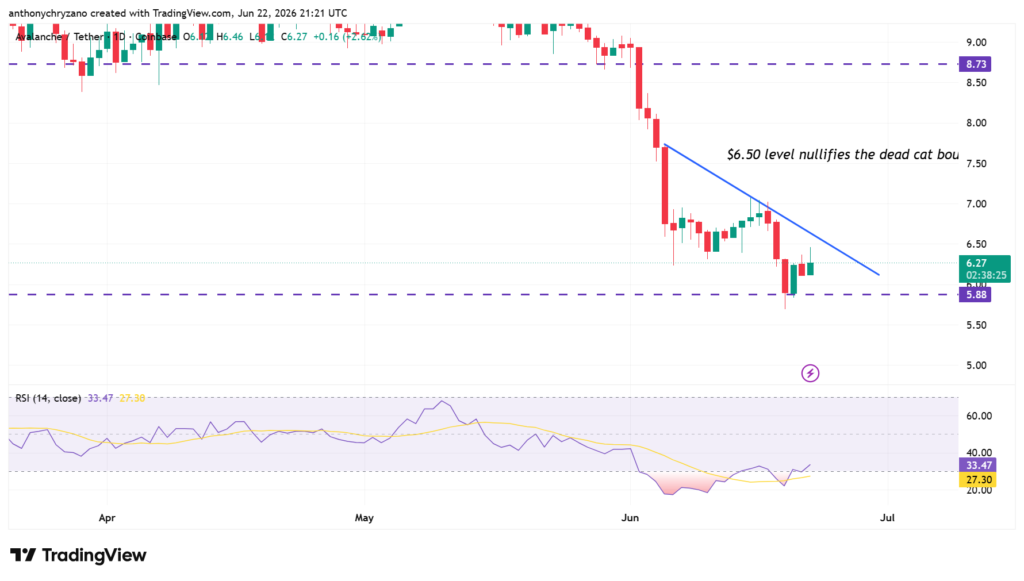 Avalanche transactions surge 6X as AVAX reclaims USD 6—but is it a dead cat bounce? Avalanche transactions surge 6X as AVAX reclaims USD 6—but is it a dead cat bounce?