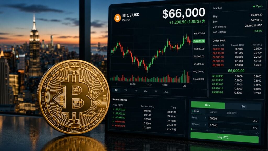Bitcoin's price is back above USD 66k, but the broken range is still overhead