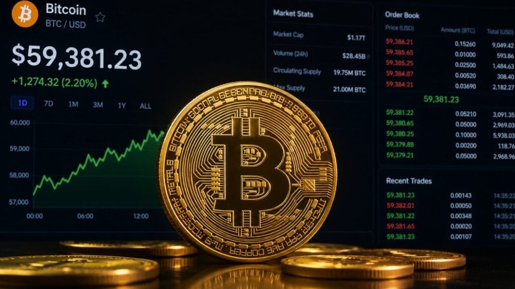 Bitcoin looks calm at USD 59K but derivatives are preparing for another drop