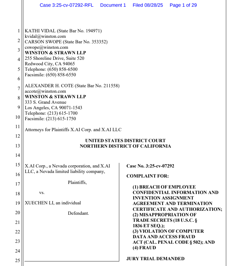 Judge permanently dismisses Musk's xAI trade secret lawsuit against OpenAI Judge permanently dismisses Musk's xAI trade secret lawsuit against OpenAI: A federal judge dismissed the case "with prejudice" on June 15, ruling that xAI failed to show OpenAI induced a former engineer to divulge confidential information. The decision marks Musk's second legal loss against OpenAI in four weeks.