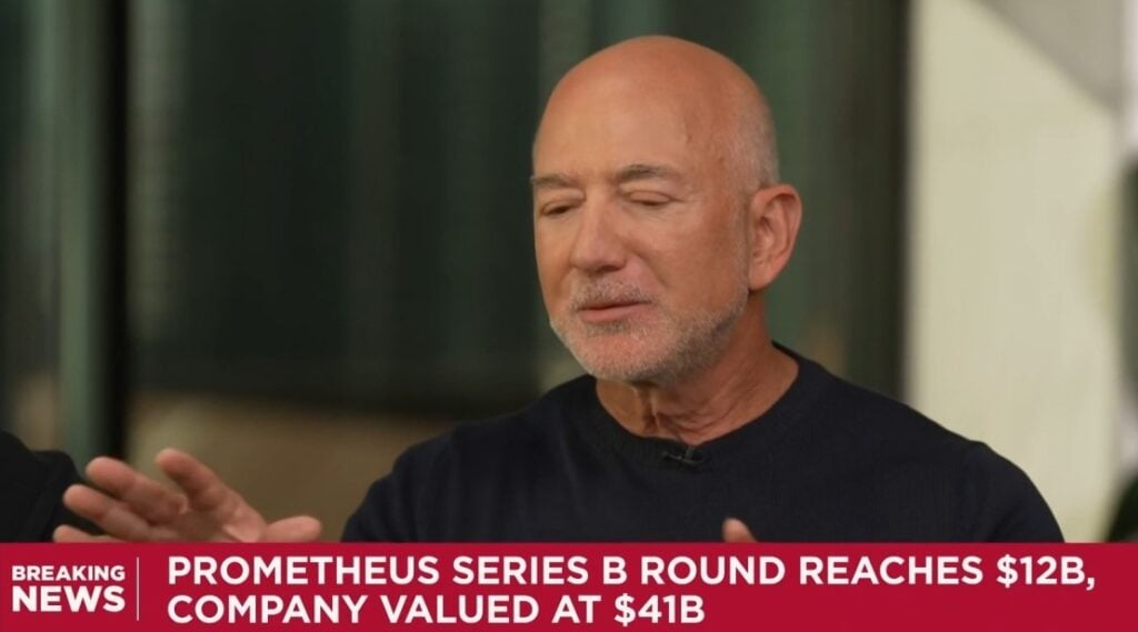 Bezos's Prometheus raises USD 12B at USD 41B valuation for 'Artificial General Engineer' Bezos's Prometheus raises USD 12B at USD 41B valuation for 'Artificial General Engineer': The industrial AI startup, co-founded by Jeff Bezos and Vik Bajaj, raised USD 12 billion in Series B funding from JPMorgan, BlackRock, Goldman Sachs, and DST Global, bringing its valuation to USD 41 billion.