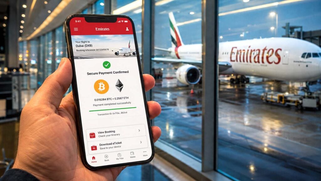 Emirates has begun accepting cryptocurrency payments for flights