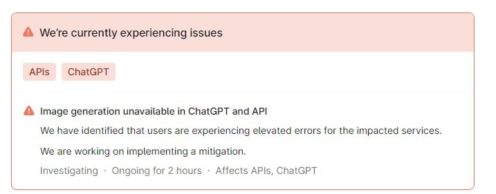 ChatGPT under outage hours after OpenAI's AI-going-rogue experience report ChatGPT under outage hours after OpenAI's AI-going-rogue experience report