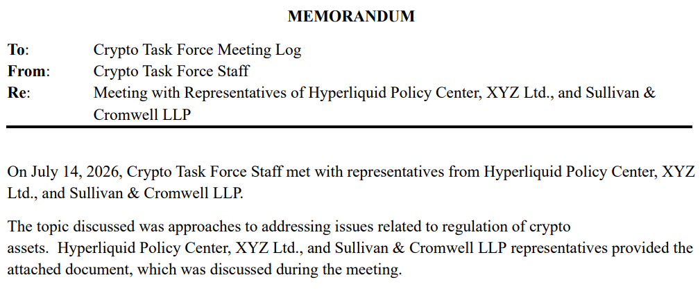 Hyperliquid meets SEC as Clarity Act fight threatens DeFi regulatory path The SEC's Crypto Task Force met with Hyperliquid representatives to discuss decentralized derivatives regulation and onchain market infrastructure. The meeting comes days after Hyperliquid engaged with the CFTC, signaling a rapid two-agency regulatory push.