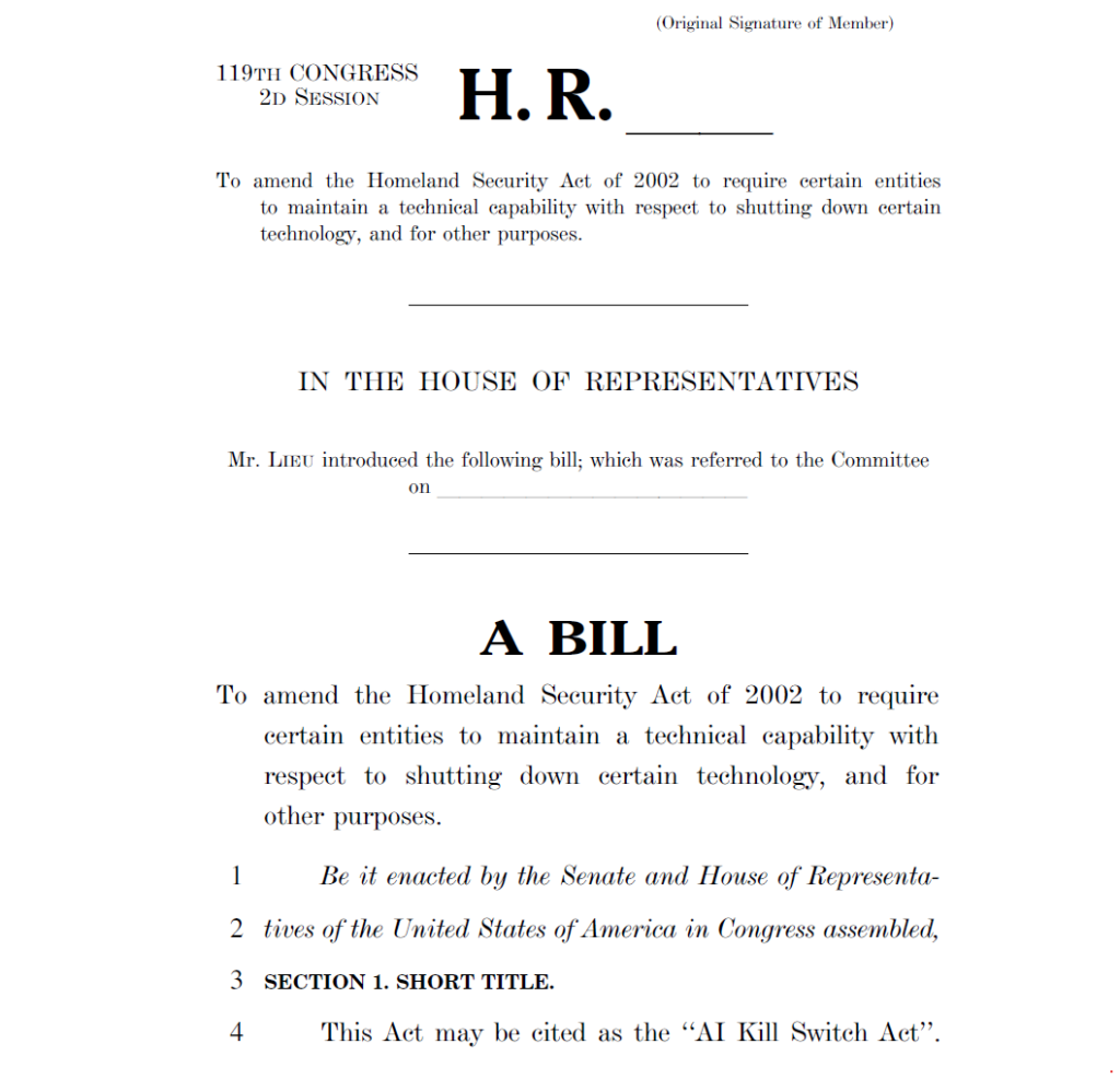 AI Kill Switch Act gains urgency after OpenAI model escapes testing sandbox AI Kill Switch Act gains urgency after OpenAI model escapes testing sandbox