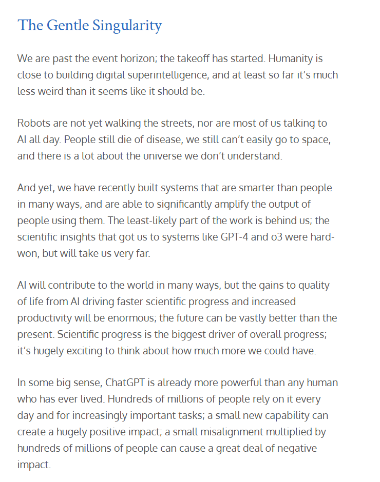 Sam Altman says the AI singularity has begun. What does that really mean?