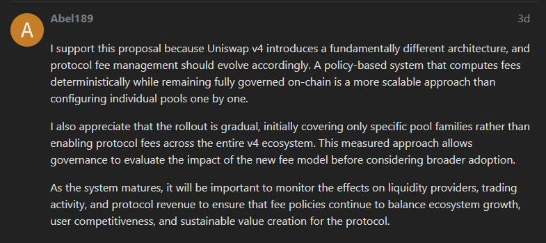 Uniswap proposes v4 protocol fee activation across 11 chains as UNI burns surge Uniswap Labs has proposed activating protocol fees on select v4 pools across 11 chains, extending the UNIfication fee switch to the exchange's most advanced pool architecture. The temperature check is sailing through with over 93 percent support, and a binding on-chain vote is expected the week of July 13.