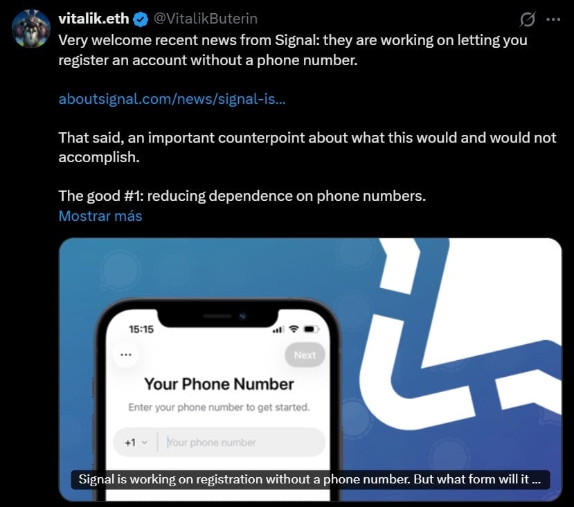 Vitalik Buterin: Signal's phone-free move helps, but AI makes pseudonymity obsolete Ethereum co-founder Vitalik Buterin has declared that pseudonymity is a "dead concept" in 2026, arguing that AI has made it too easy to piece together identity from metadata like message timing, frequency, and IP addresses. While welcoming Signal's move to allow phone-number-free registration, Buterin emphasized that the only real defense is message-by-message unlinkability, not persistent pseudonymous accounts.
