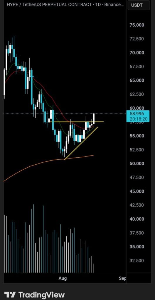 HYPE breaks out of ascending triangle pattern, traders eye USD 89 target HYPE breaks out of ascending triangle pattern, traders eye USD 89 target