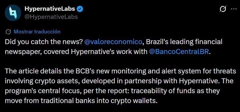 Brazil deploys real-time crypto alert system following USD 180M cyberattack The Central Bank of Brazil has developed a real-time crypto threat alert system in partnership with Hypernative, following a USD 180 million cyberattack in July 2025 that exploited vulnerabilities in financial software middleware.