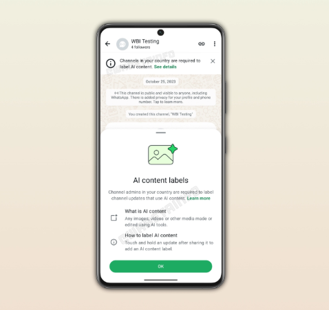 WhatsApp may soon start flagging AI-created media content WhatsApp may soon start flagging AI-created media content