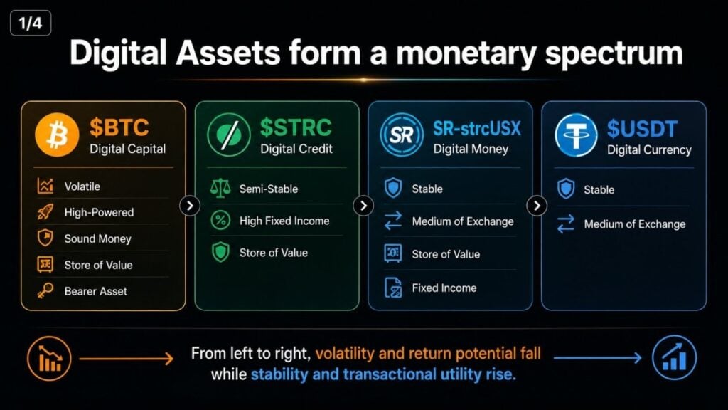 Saylor's Currency Spectrum: Why Bitcoin is digital capital and USDT is the new dollar Saylor's Currency Spectrum: Why Bitcoin Is Digital Capital & USDT Is The New Dollar: A new framework from the Strategy chairman redefines how we view digital assets, placing BTC and stablecoins at opposite ends of a financial revolution.