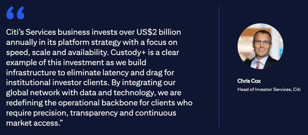 Citi launches Custody+: Banking giant set to offer Bitcoin custody in Q4 Citi's new Custody+ platform will integrate Bitcoin alongside traditional assets, offering institutional clients real-time asset servicing and a unified custody experience for the always-on market era.