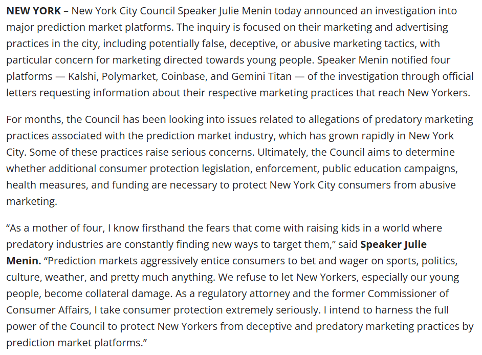 Polymarket, Kalshi and others face NYC Council investigation over misleading promotions Polymarket, Kalshi and others face NYC Council investigation over misleading promotions
